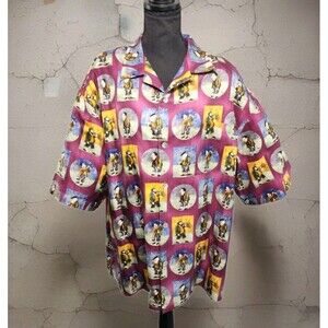 Guy Buffet Scottish Golf All Over Print Silk Shirt XL